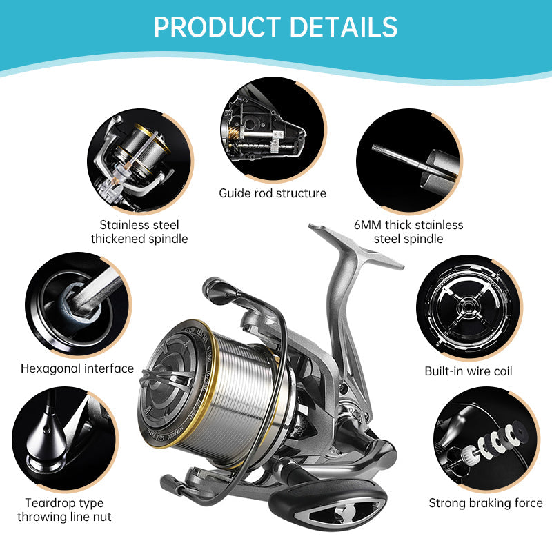 High-Performance Baitcasting Reel 8000–14000 Series – 17+1 Ball Bearing, Aluminum Alloy Spool, 4.8:1 Gear Ratio, Long Casting