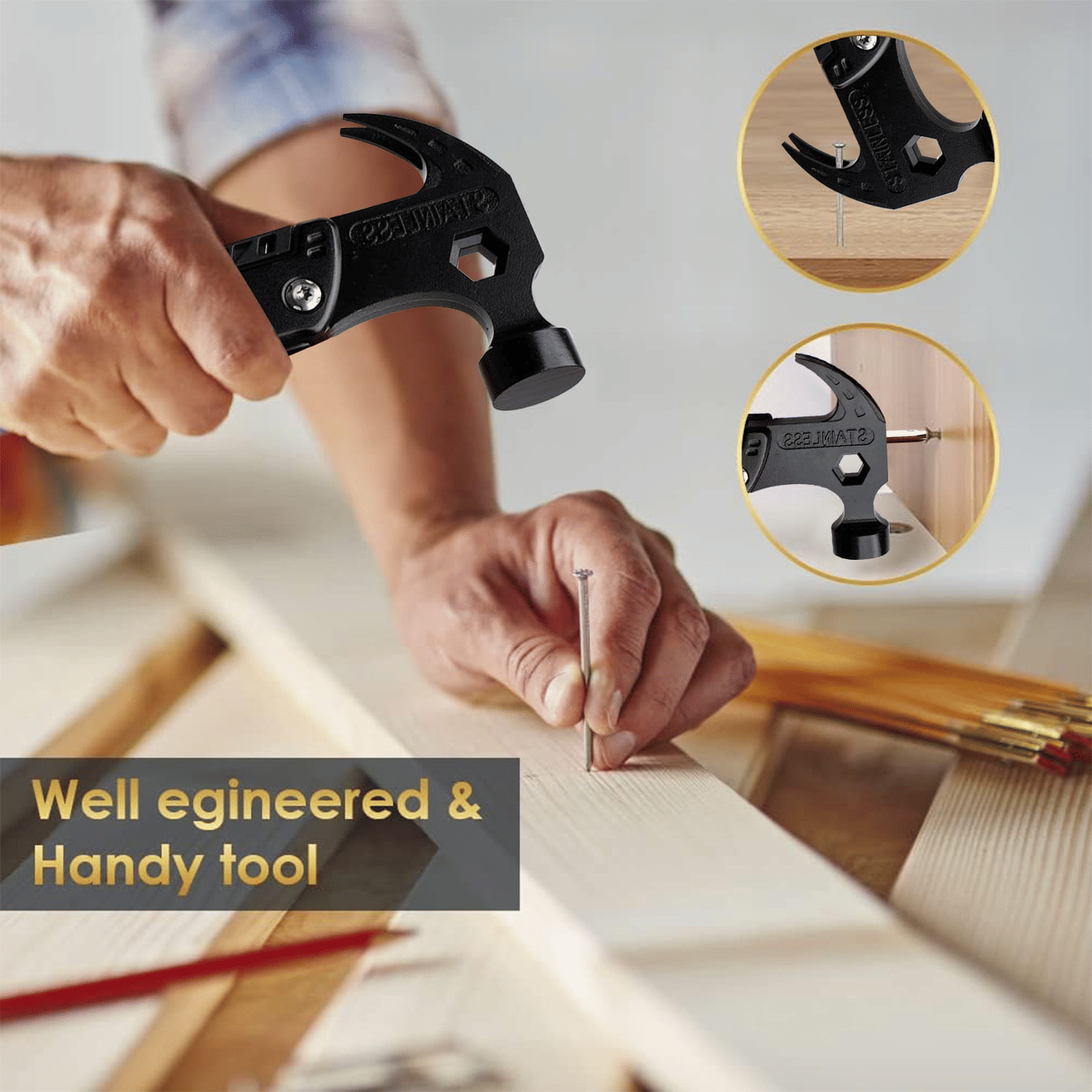 12-in-1 Multitool Camping Hammer Portable Survival Tool