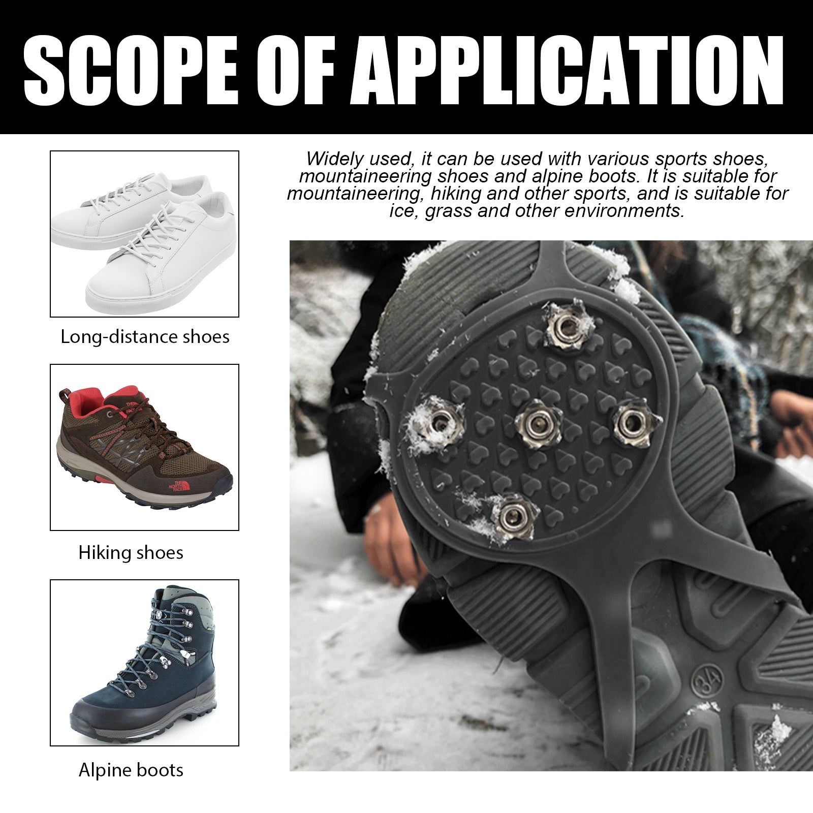 Universal Non-Slip Crampon Snowshoe Mountaineering Shoe Cover