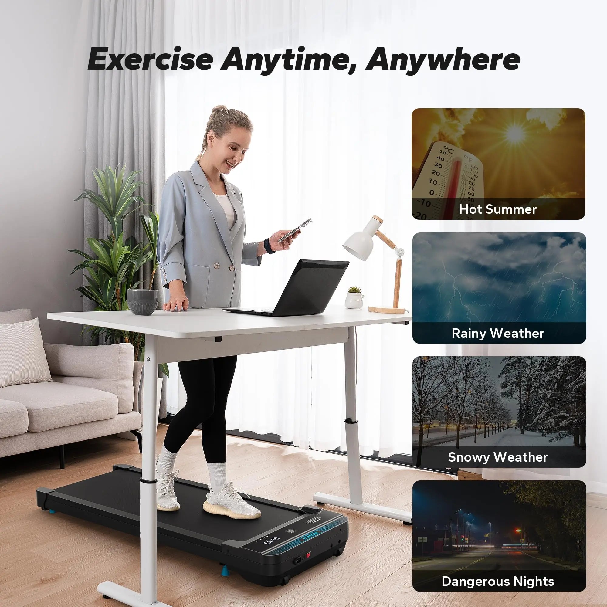 MERACH Walking Pad – Compact Quiet Under-Desk Treadmill