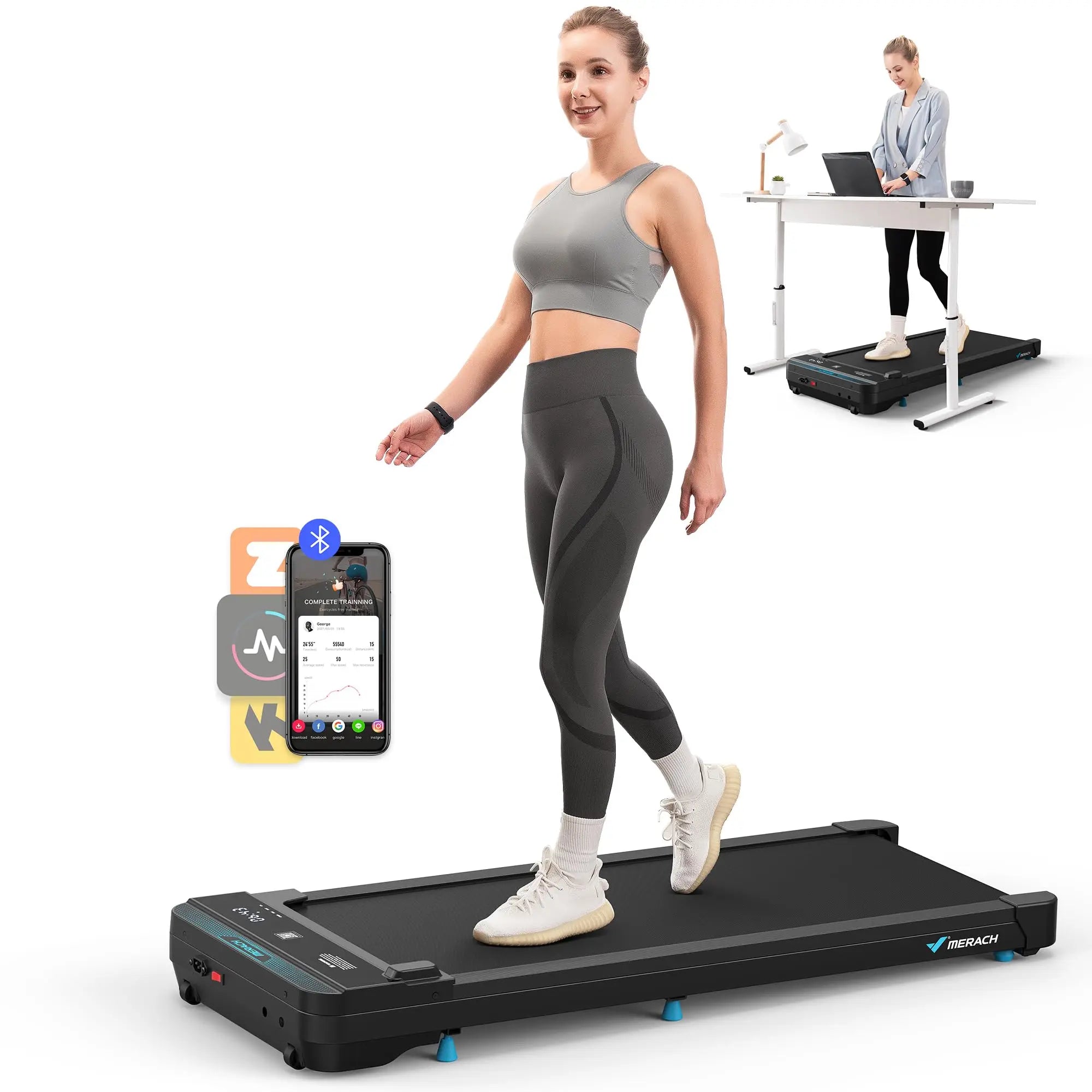 MERACH Walking Pad – Compact Quiet Under-Desk Treadmill