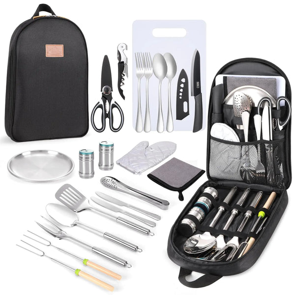 Camping Cooking Utensils Set Portable Outdoor Kitchen Gear