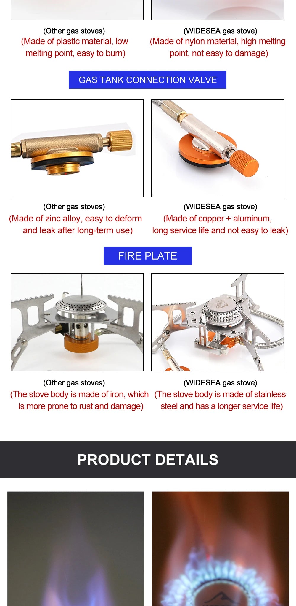 Widesea Camping Gas Stove – Outdoor Portable Burner & Survival Cooker