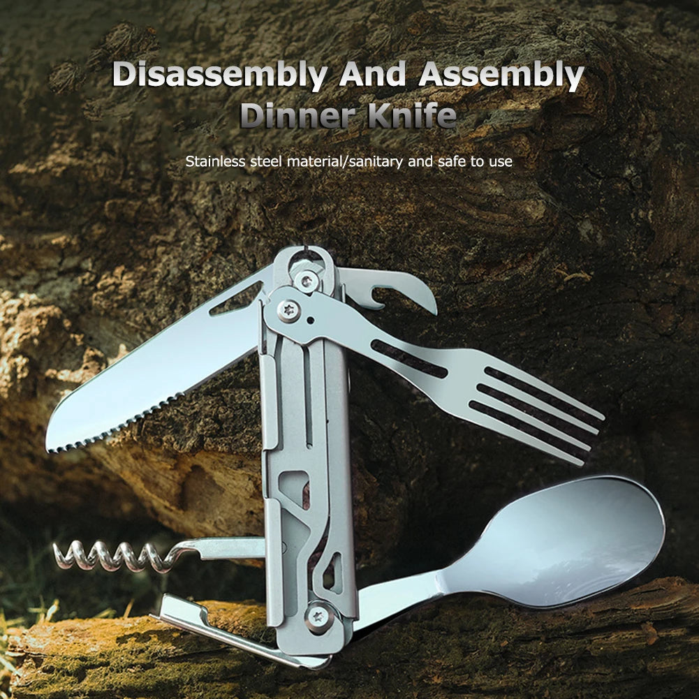 6-in-1 Multifunctional Camping Cutlery Set – Portable EDC Tool