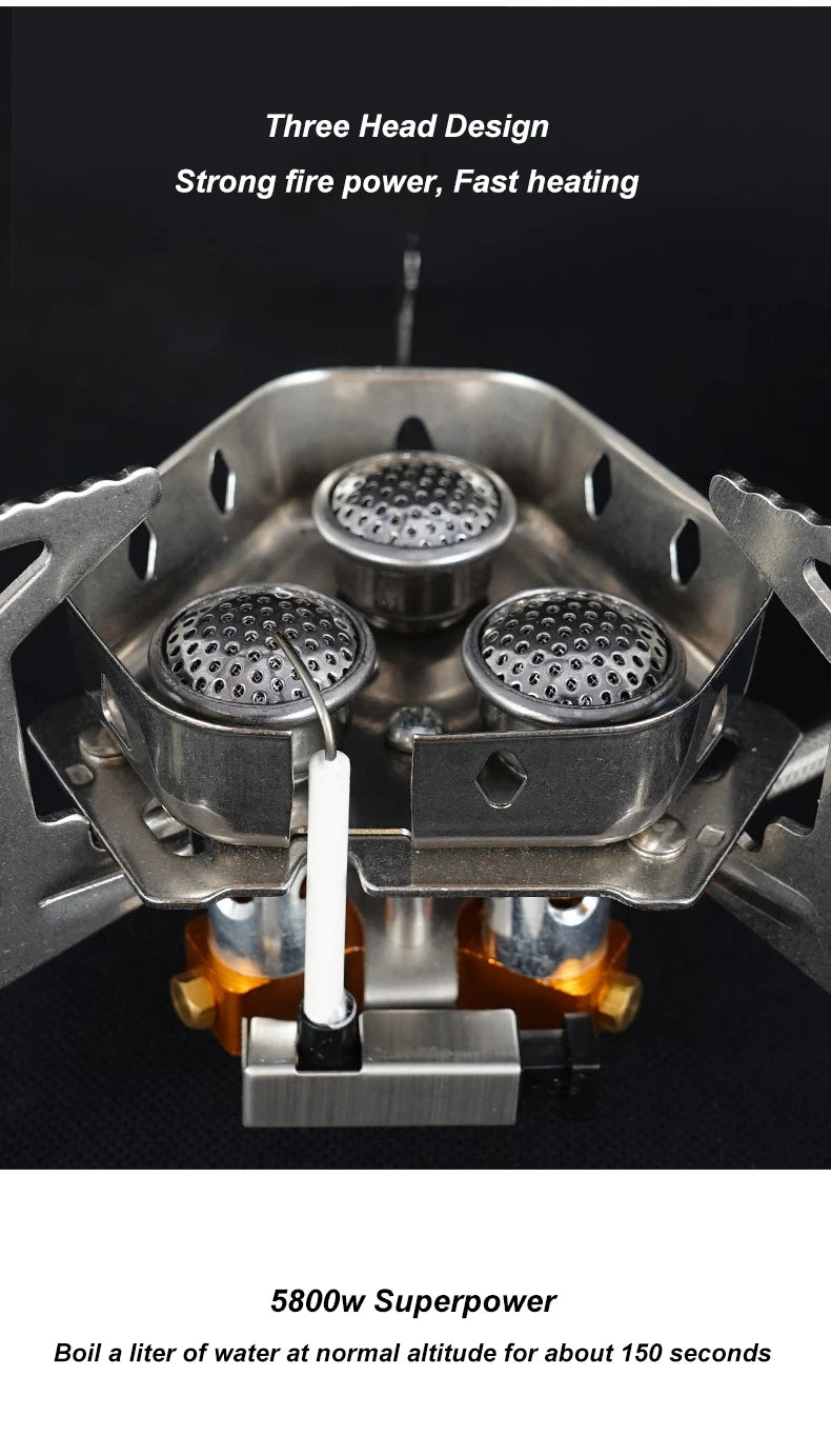 Portable 3-Head Outdoor Camping Gas Stove