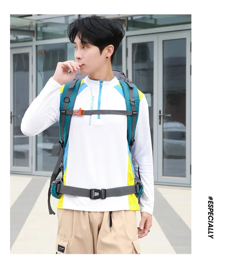 70L Nylon Camping Backpack with Rain Cover