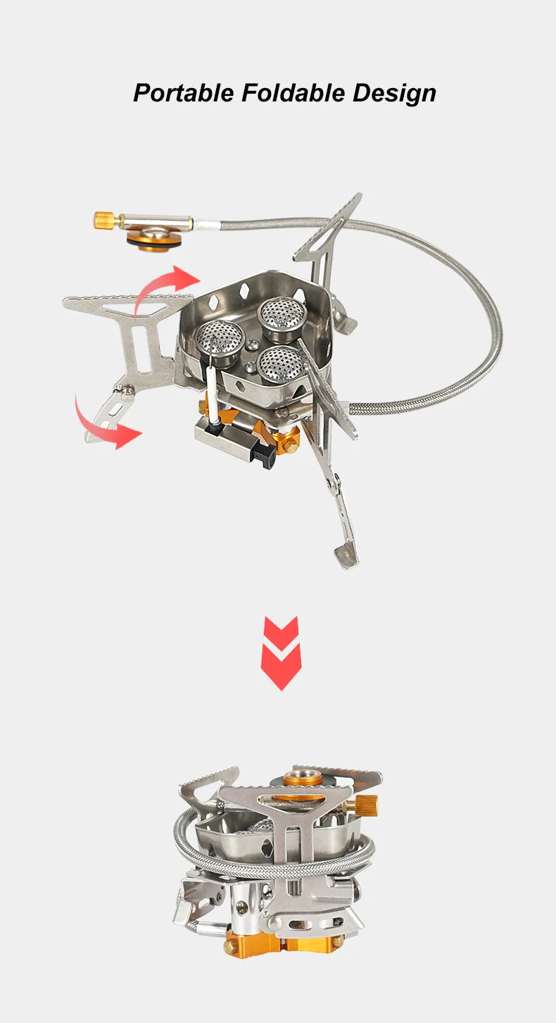 Portable 3-Head Outdoor Camping Gas Stove