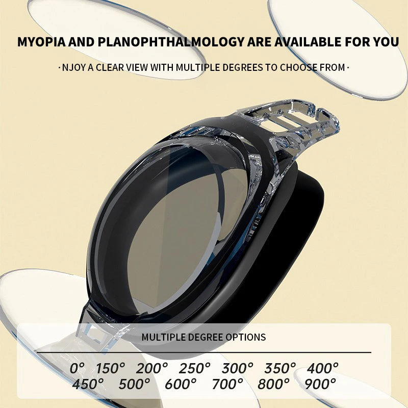 Adult HD Anti-Fog Myopia Swimming Goggles