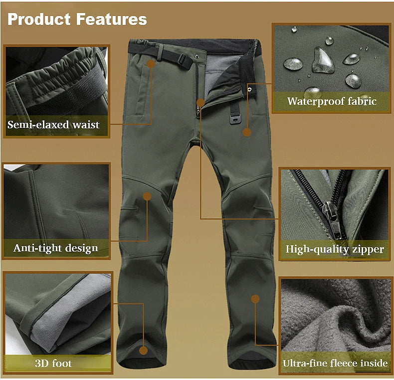 JNLN Men’s Winter Waterproof Fleece Hiking Pants
