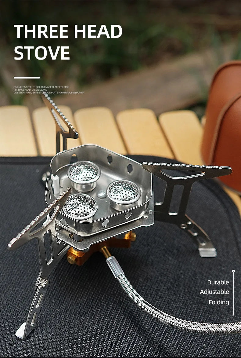 Portable 3-Head Outdoor Camping Gas Stove