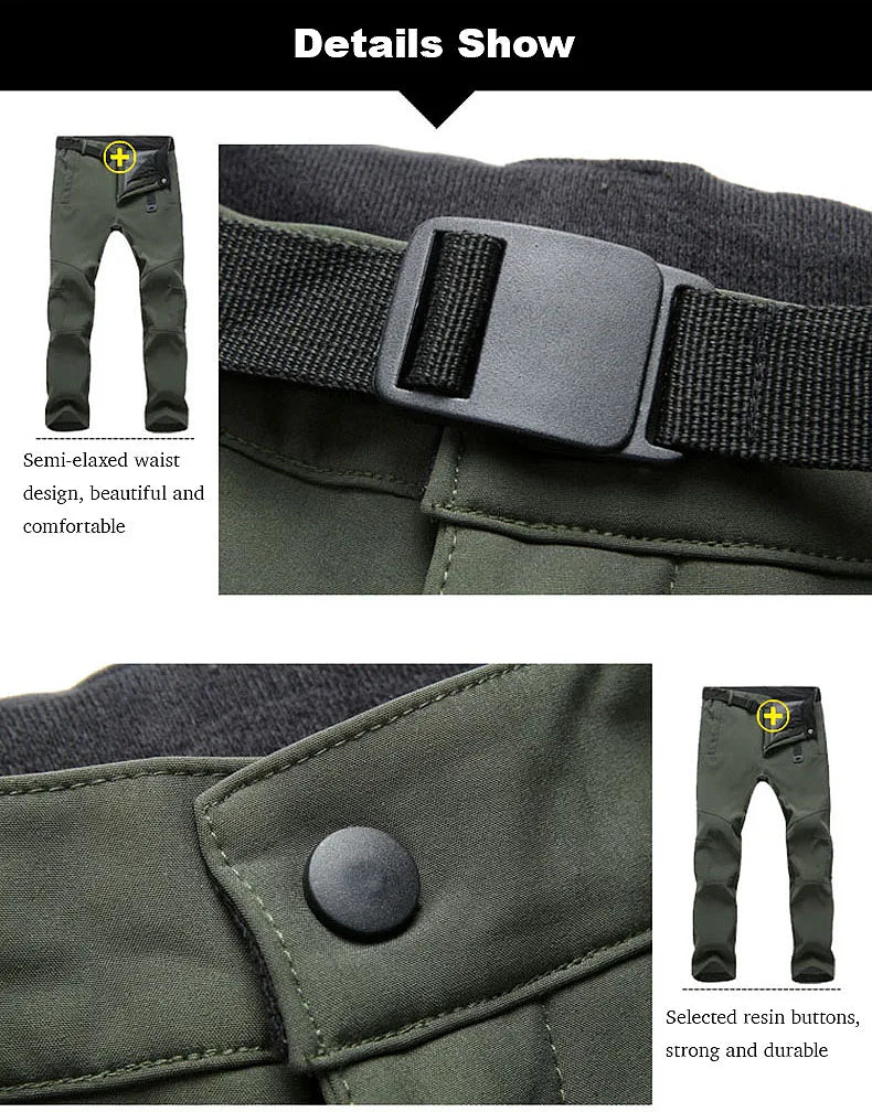 JNLN Men’s Winter Waterproof Fleece Hiking Pants