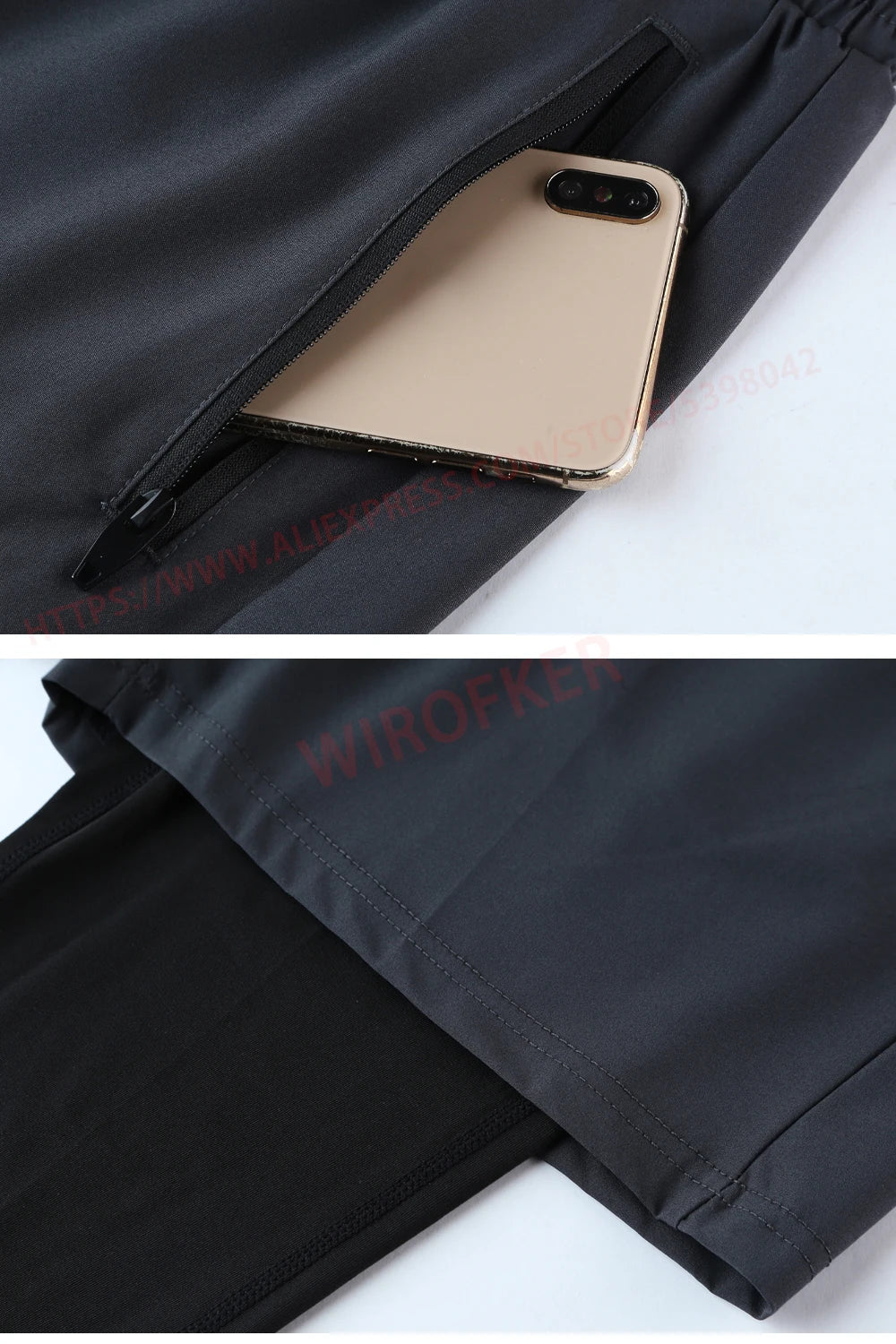 Men Sport 2 In 1 Cropped Pants Compression Running Pants