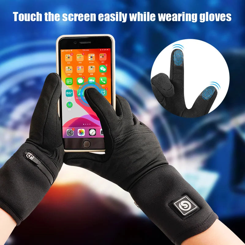 Winter Rechargeable Electric Heated Gloves – USB Touch Thermal Liner